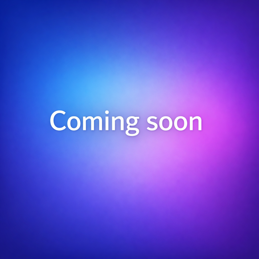 Placeholder image with gradient background and white text reading 'Coming soon' centered on a blue to purple backdrop.
